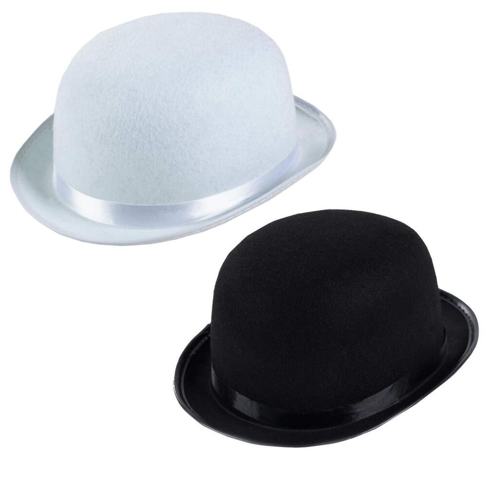 4549 Derby Hats - 2 Pack - Black and White Bombin - Bowler - Roaring 20s